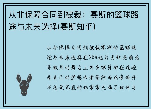 从非保障合同到被裁：赛斯的篮球路途与未来选择(赛斯知乎)