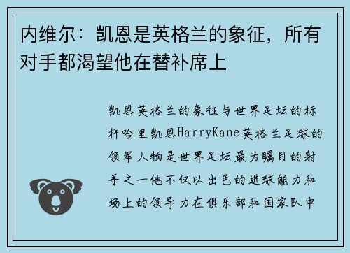 内维尔：凯恩是英格兰的象征，所有对手都渴望他在替补席上